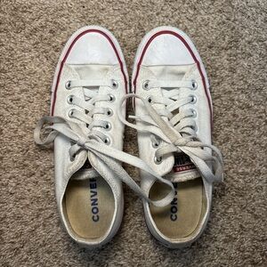 Converse White Canvas Sneakers with Red Trim